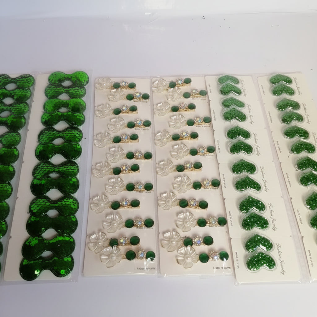 Green Heart Glitter Hair Clips for Girls ā Transparent Heart Hair Pins | 14 August Pakistan Independence Day Hair Accessories