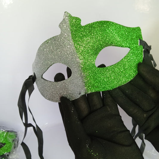 Pakistan Independence Day Glitter Eye Mask – Green & Silver Party Mask | 14 August Costume Mask for Kids & Adults