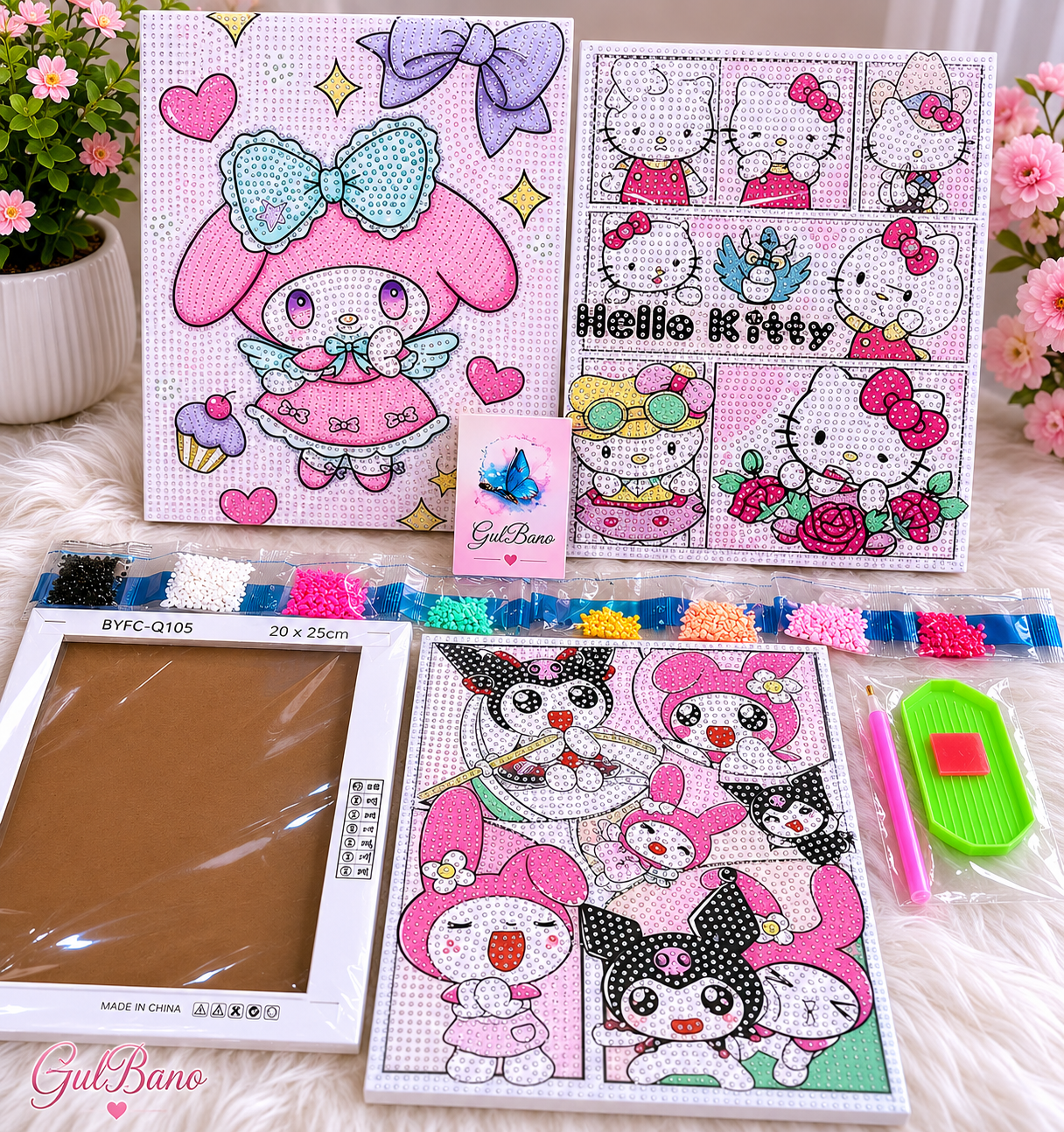 5D DIY Diamond Painting Kit - Full Drill Round - Cute Cartoon Girl - 20x25cm Complete Canvas - Kids Wall Decor - Birthday Gift for Girls - Stress Relief Hobby - All Tools Included