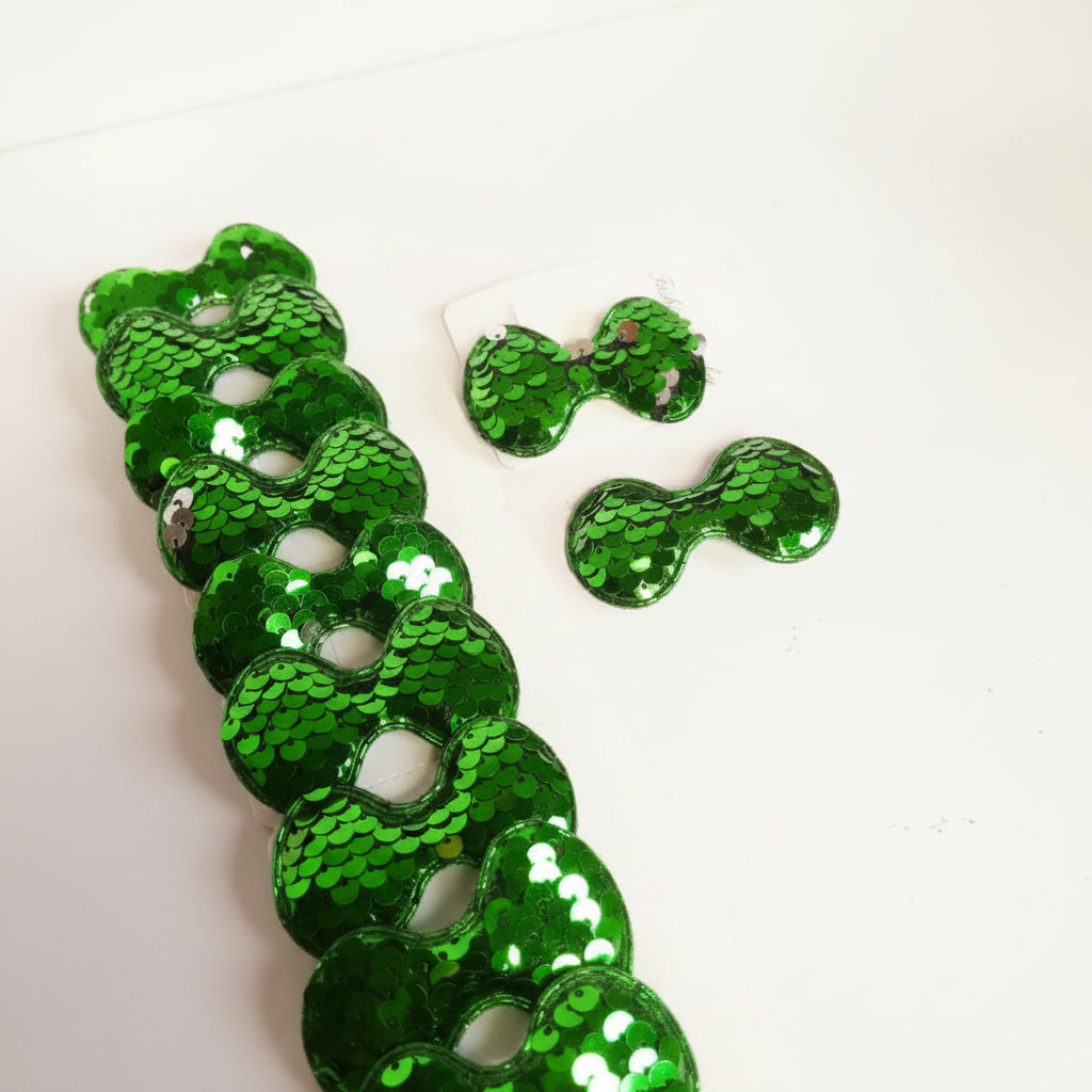 Green Sequin Bow Hair Clips for Girls – Sparkly Hair Accessories | 14 August Pakistan Independence Day Hair Bows