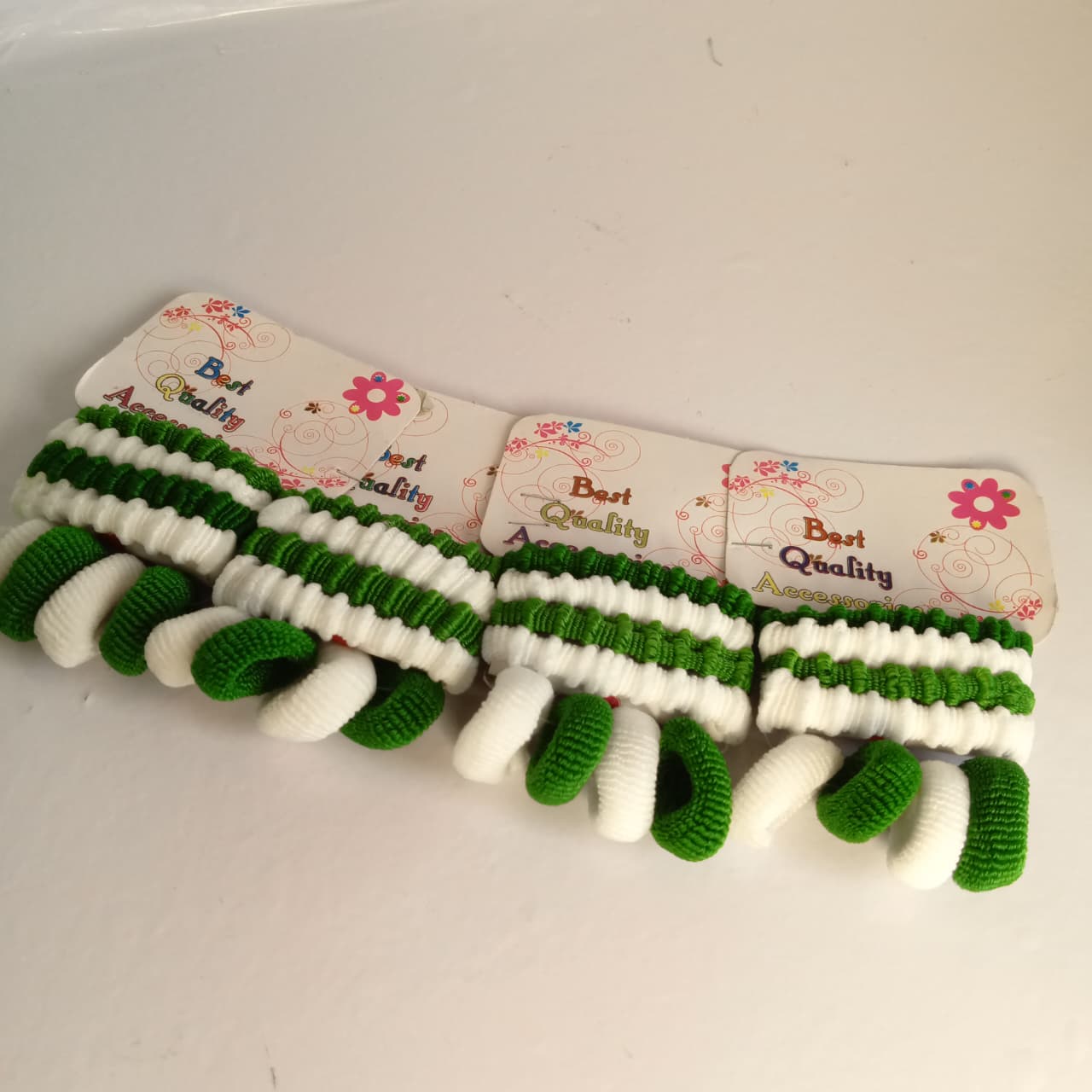 Pakistan Independence Day Hair Bands Set | Green & White Ponytail Holders | 14 August Hair Accessories for Girls (8-Piece Set)