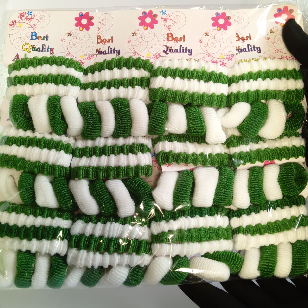 Pakistan Independence Day Hair Bands Set | Green & White Ponytail Holders | 14 August Hair Accessories for Girls (8-Piece Set)