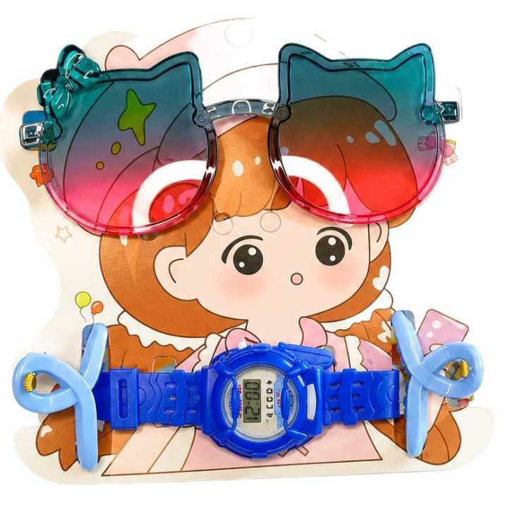 GulBano Summer Essential Set for Kids | Kids Sunglasses Watch & Hair Catchers Combo | 14th August Special Special Gift Set | Multiple Colours