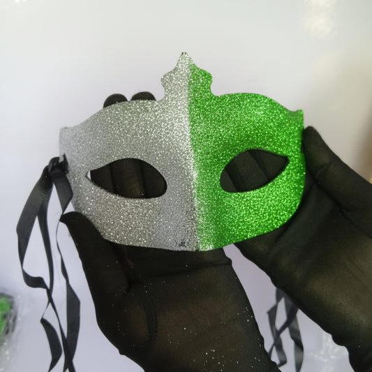 Pakistan Independence Day Glitter Eye Mask – Green & Silver Party Mask | 14 August Costume Mask for Kids & Adults