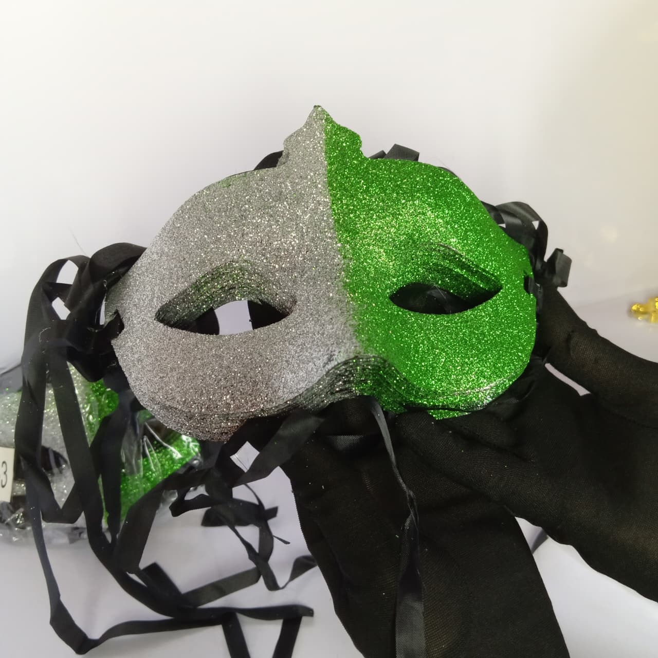 Pakistan Independence Day Glitter Eye Mask – Green & Silver Party Mask | 14 August Costume Mask for Kids & Adults