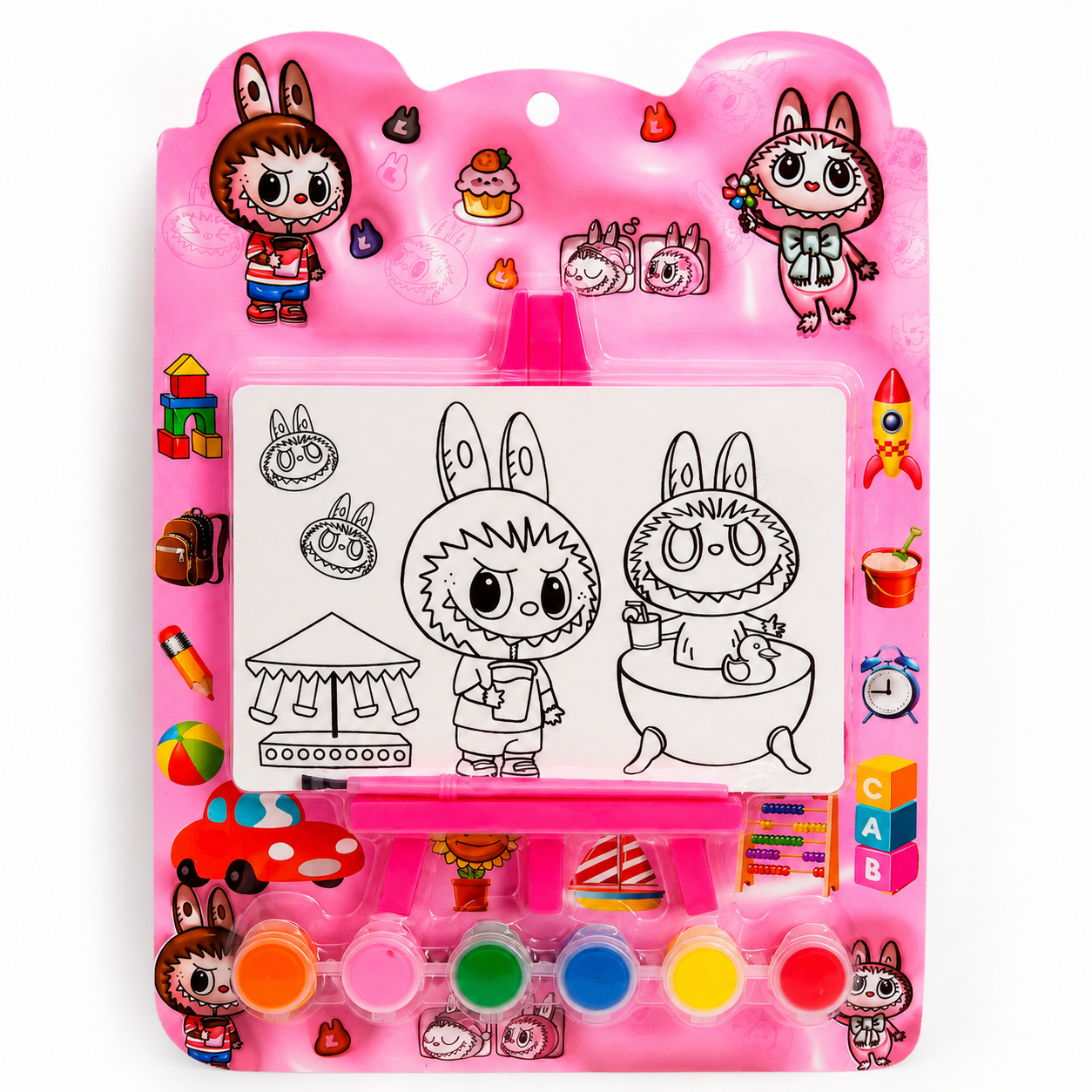 Magic Water Doodle Board for Kids with 6 Color Paint Set & Easel | Reusable Drawing & Painting Kit | Educational Toy | GulBano